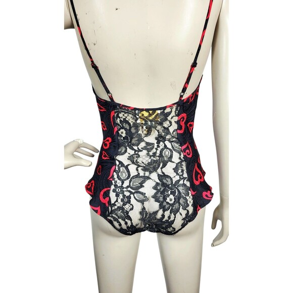 VTG Gold Label Victoria Secret Flirty Silk Lace Heart Brocade Teddy Lingerie NEW - Picture 9 of 11